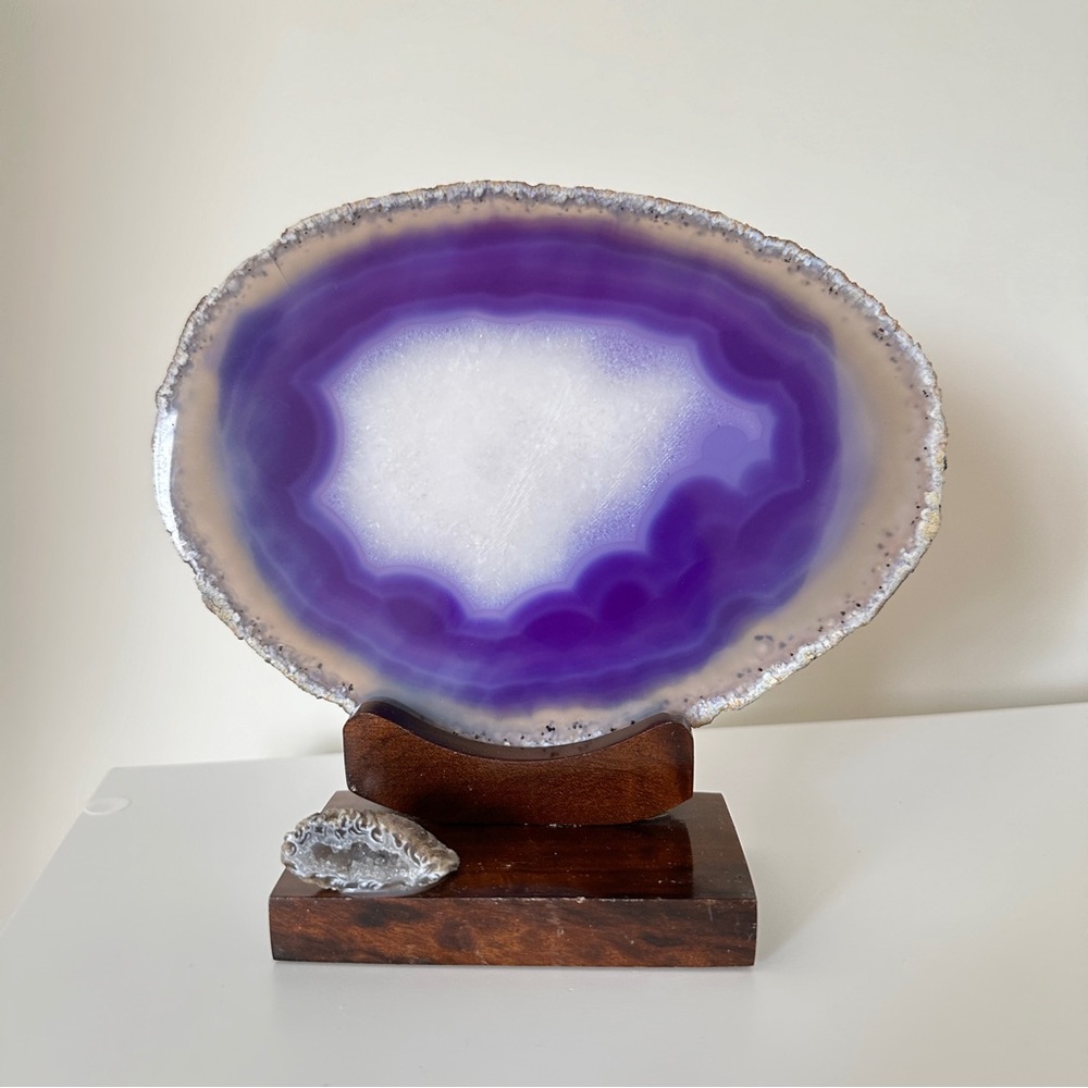 Large Natural Brazilian Agate Slice Stone/Crystal - Purple